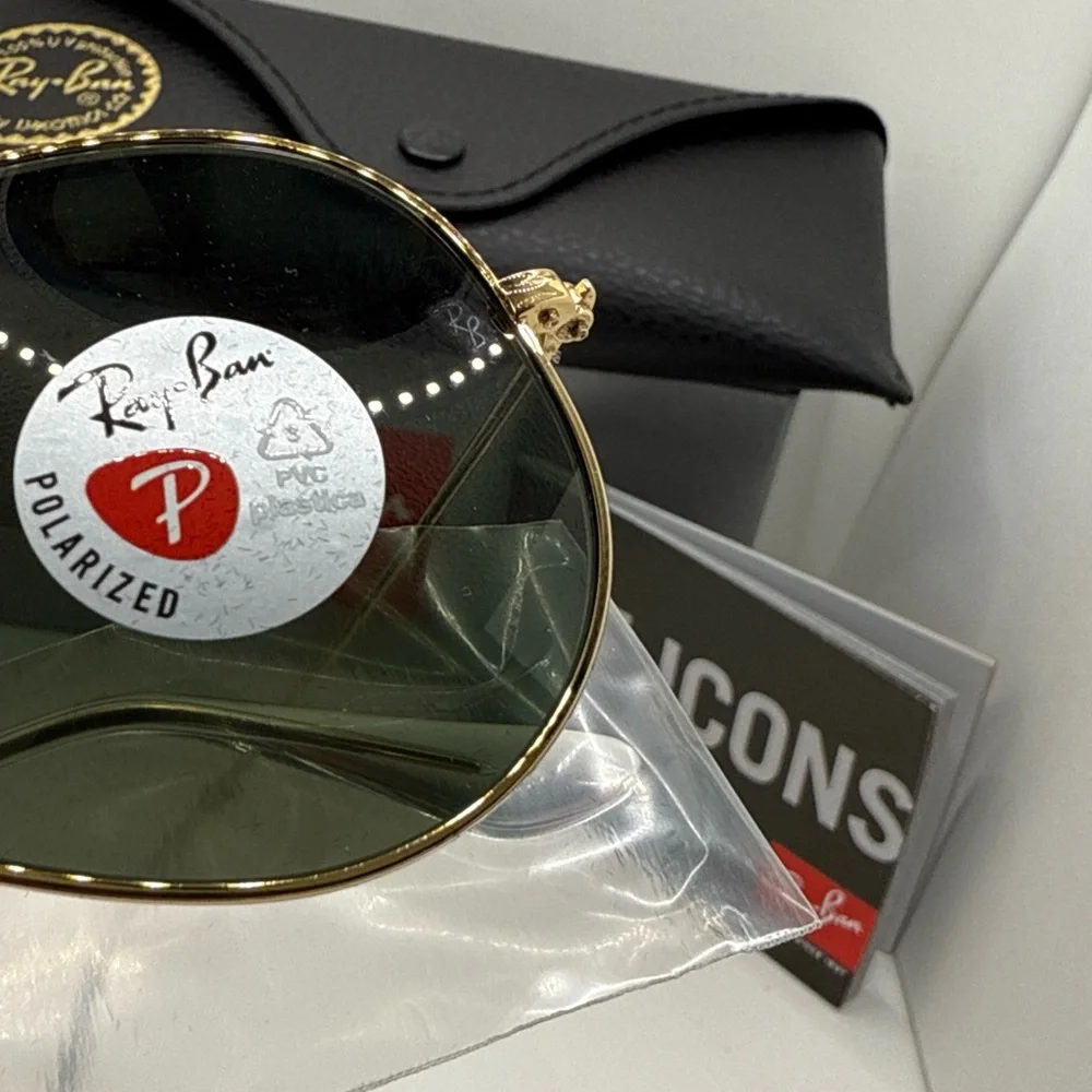 Ray-Ban Sunglasses RB3025 Aviator Classic 58mm Gold Frame Polarized Green Lens - Picture 3 of 12